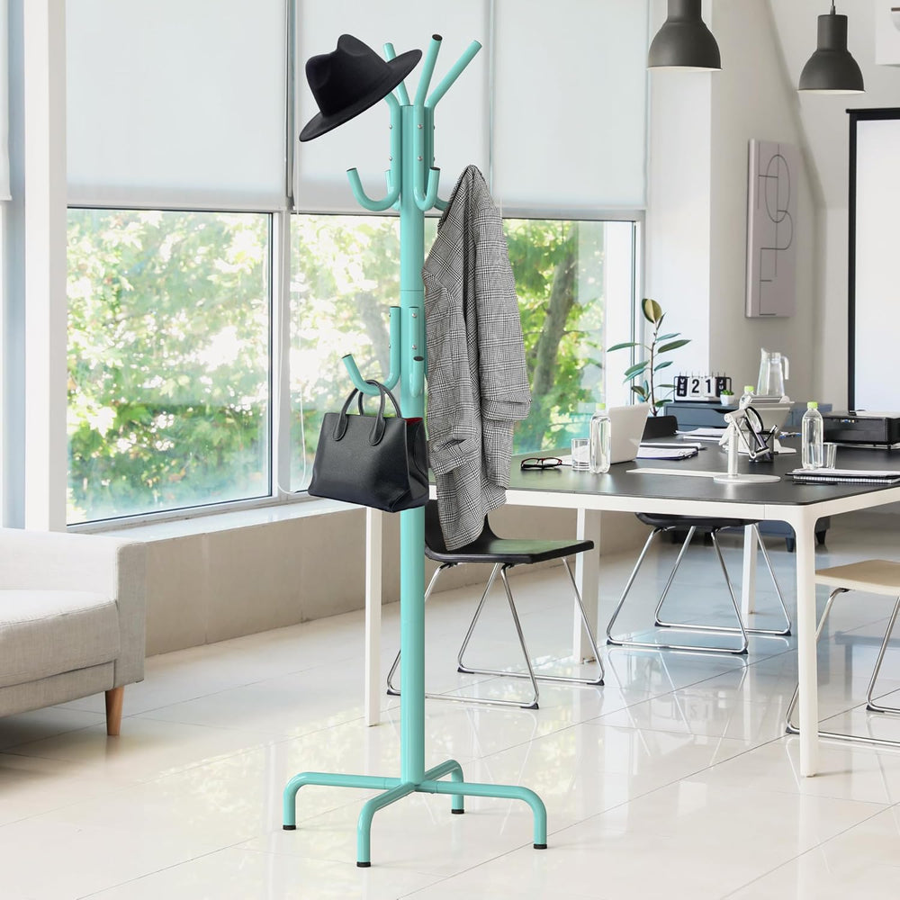 Simple Houseware Standing Coat Hanger Organizer Rack, 12 Hooks, Turquoise