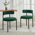 Boucle Dining Chairs Set of 2, Mid Century Modern Dining Room Chairs with Barrel Backrest, Upholstered Green Kitchen Chairs for Dining Room, Restaurant