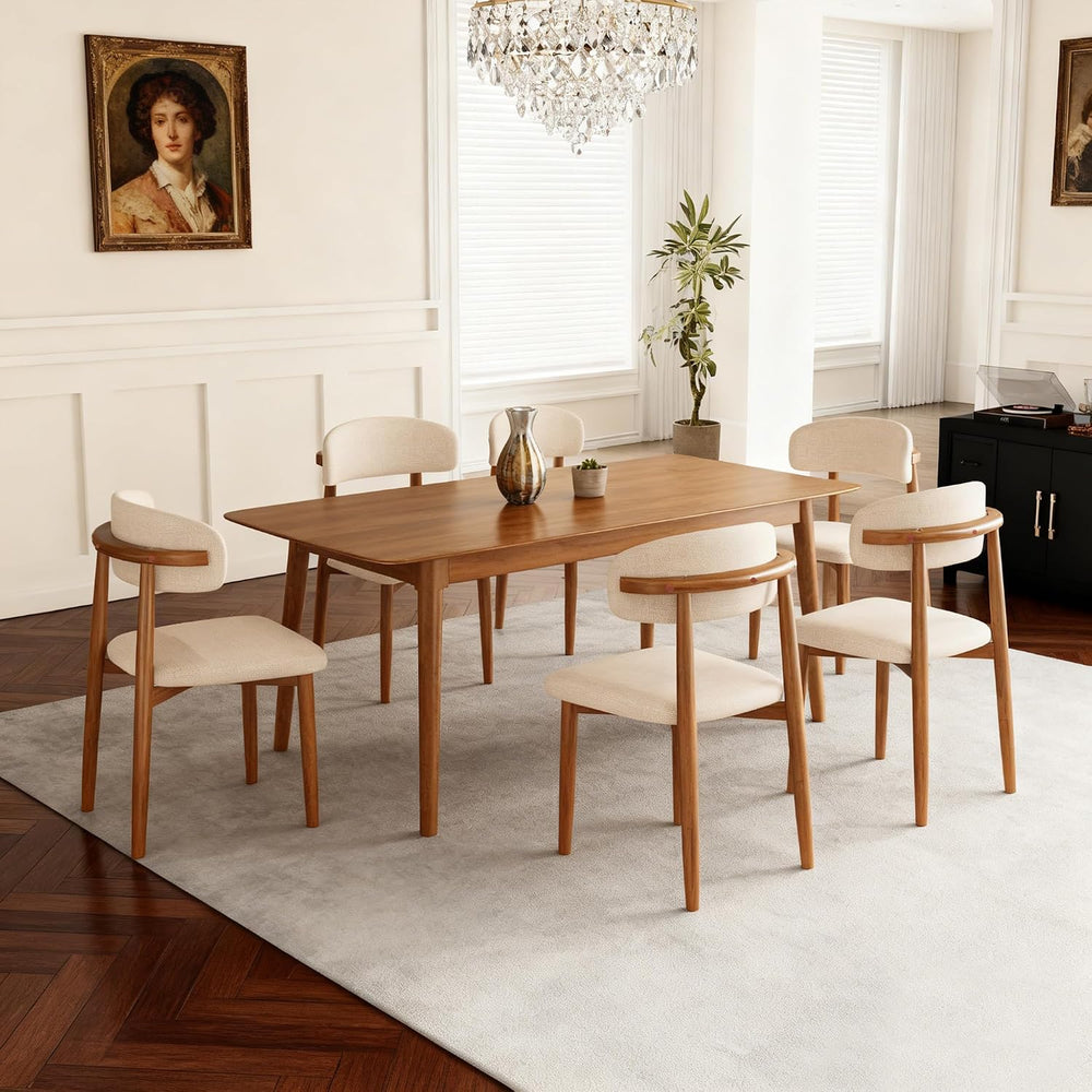 Dining Chairs Set of 4, Upholstered Wooden Mid Century Modern Fabric Kitchen ...