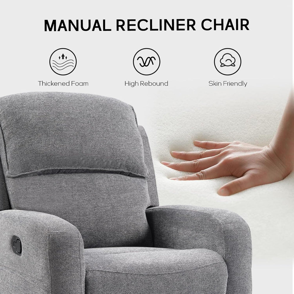 EBELLO Manual Living Room Furniture Reclining Couch Set, Fabric Recliner Chai...