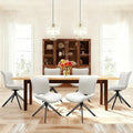Dining Chairs Set of 6, 360° Swivel Armless Faux Leather Accent Chairs with Padded Back and Metal Legs, Mid-Century Modern Kitchen, Dining Room, Living Room, Bedroom White