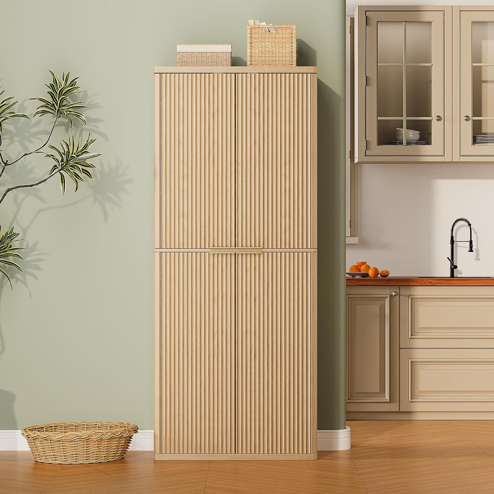 Spaco 72" Tall Kitchen Pantry Cabinet,Modern Fluted Food Storage Cabinet...