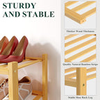 Smiry Shoe Rack, 4 Tier Long Bamboo Shoe Organizer, Stackable Free Standing Wooden Shoe Storage Shelf for Closet, Entryway, Front Door Entrance, Natural