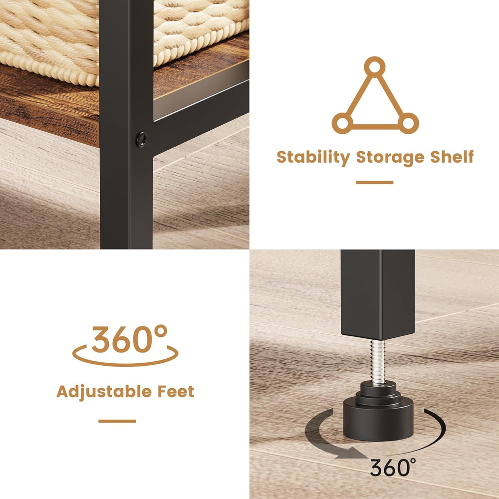 Asgolion Small Side Table, Tall End Table with Adjustable Shelf, Accent Table...
