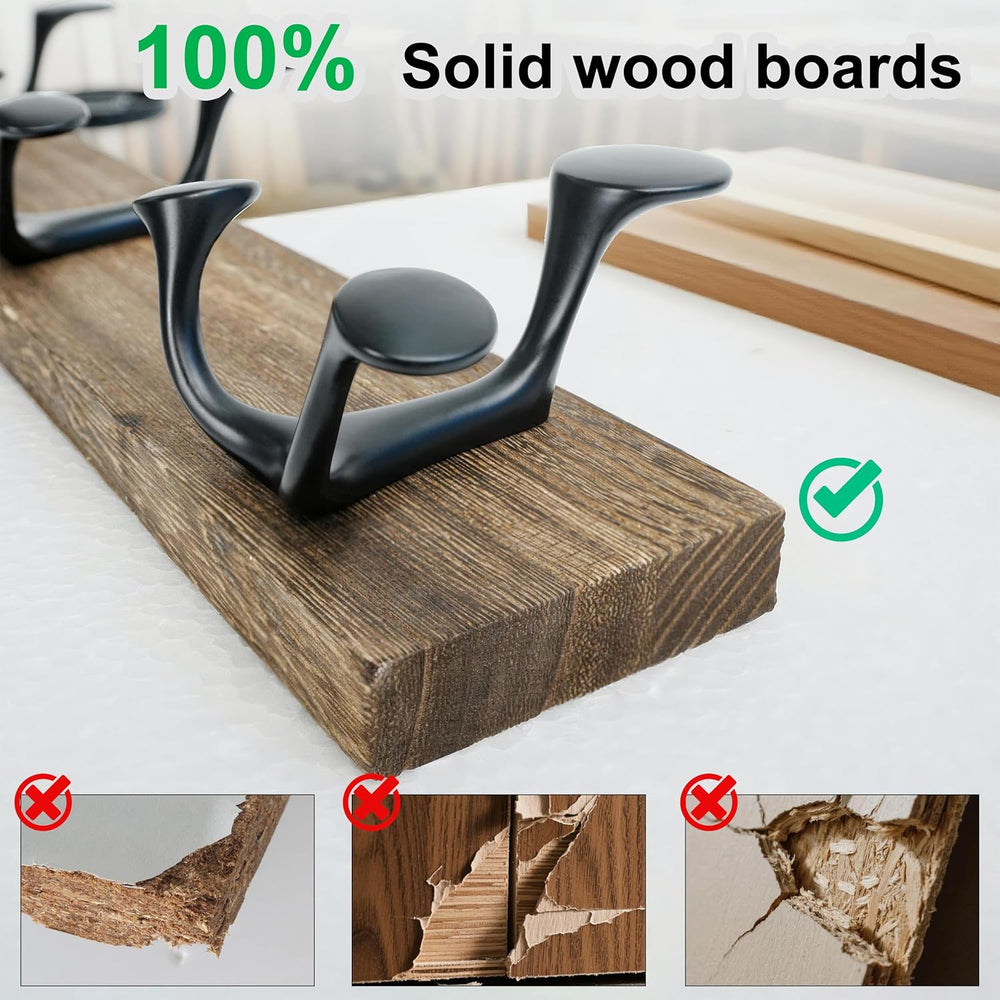 WEBI Coat Rack Wall Mount,24" Solid Wood Coat Hooks Wall Mounted Coat Ha...