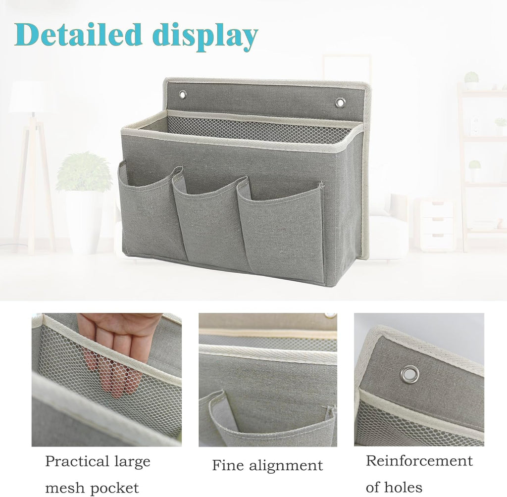 2-Pack Wall Hanging Organizer Bag/Hanging Baskets with Large Mesh Compartment & 3 Pockets，Over the Door Organizer Space Saving Storage for Bedroom,RV Camper, Closet (Gray -2 Pack)