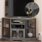 DWVO Corner TV Stand for TVs 50 Inch for Living Room, Modern Farmhouse Entertainment Center with Storage, TV Media Console Cabinet, Grey Oak
