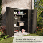 HOMSPARK Outdoor Storage Shed Weather Resistance, Patio Storage Cabinet Lockable Resin Tool Shed for Storage of Bike, Trash Cans, Garden Tools (Black, 66 Cu.ft)