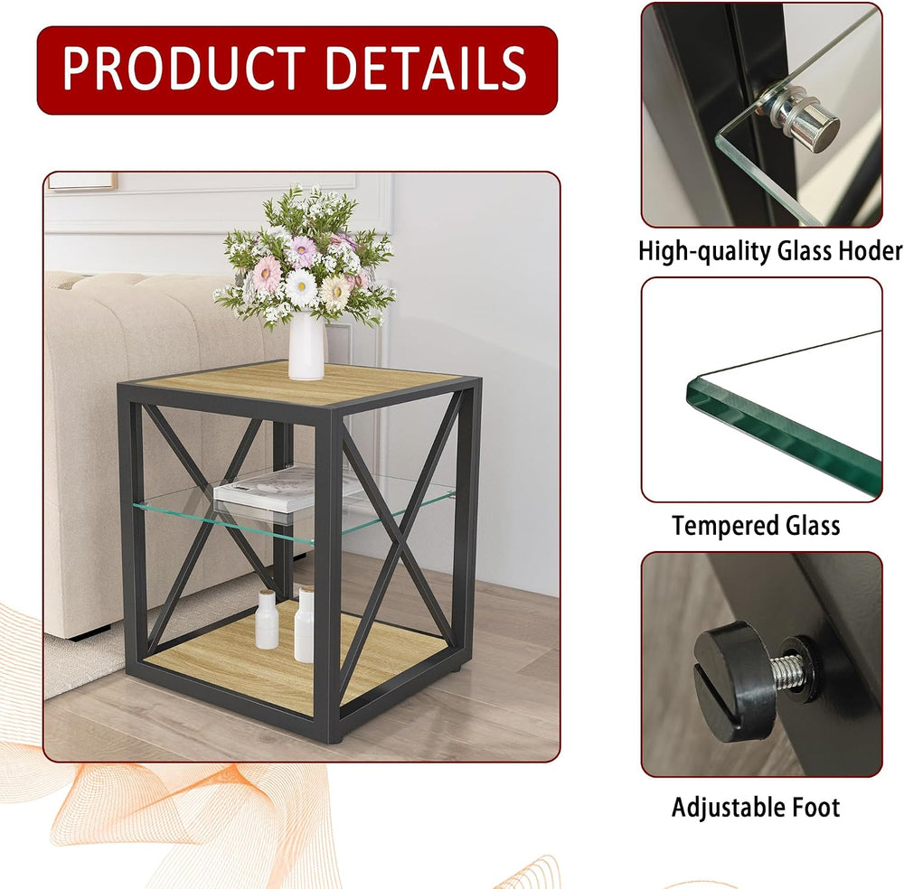 Modern End Table Set of 2 for Living Room 17.7" Bedroom Nightstand, Temp...