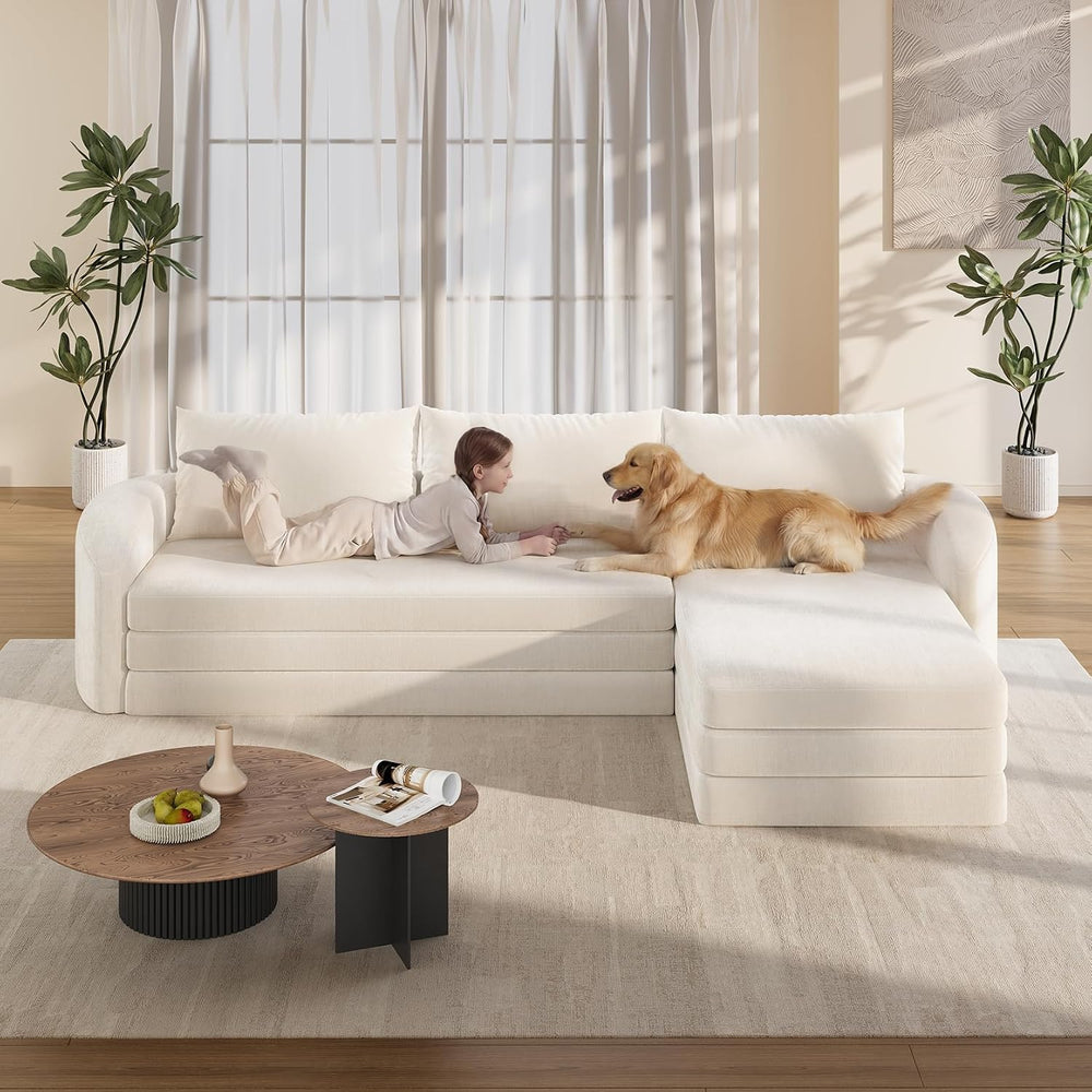 Vesgantti 6 in 1 Convertible Folding Sleeper Sofa Bed, No Assembly, Beige | 1...