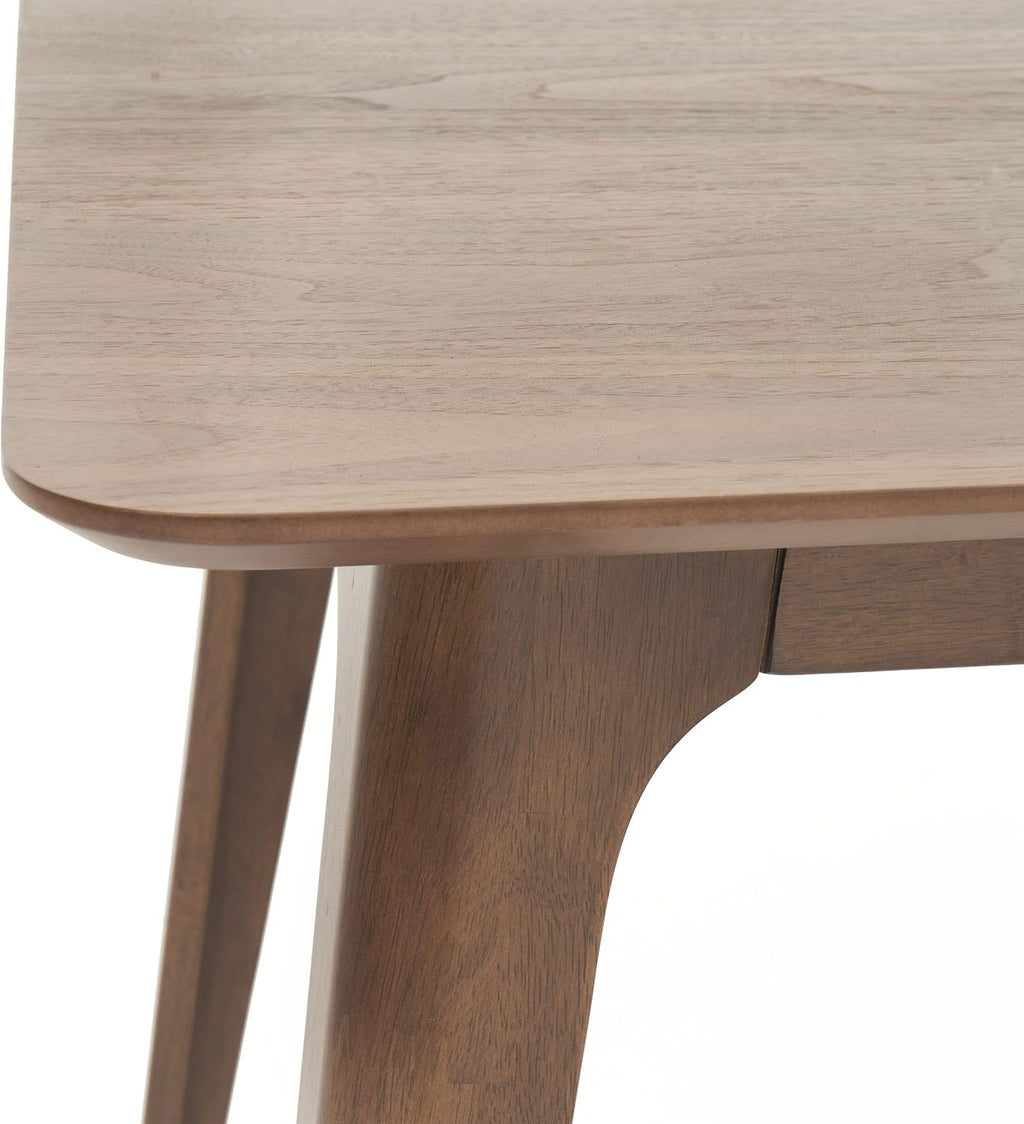 Christopher Knight Home Megann Mid-Century Wood Dining Set with Fabric Chairs, 5-Pcs Set, Natural Walnut / Mint