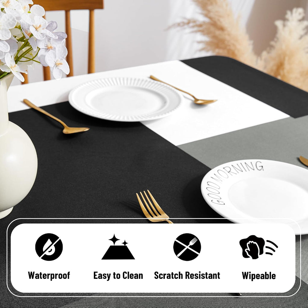 Tyrot Black Grey White Rectangle Tablecloth Modern Geometric Table Cover Waterproof Wrinkle Resistant Table Cloth for Dining Kitchen Party Picnic Patio Indoor and Outdoor 60x84 Inches
