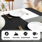 Tyrot Black Grey White Rectangle Tablecloth Modern Geometric Table Cover Waterproof Wrinkle Resistant Table Cloth for Dining Kitchen Party Picnic Patio Indoor and Outdoor 60x84 Inches