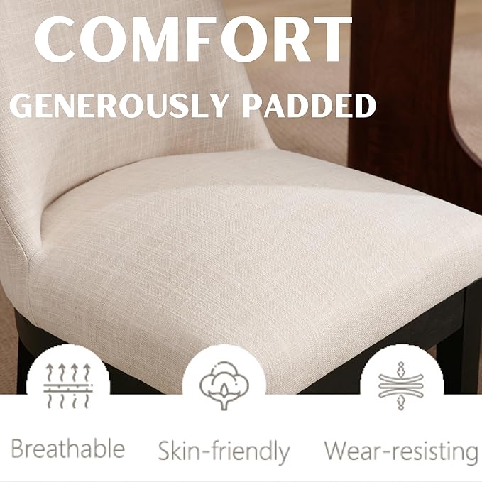 Modern Dining Chairs Set of 4 Comfortable Dining Room Chairs with Back, Linen...