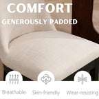 Modern Dining Chairs Set of 4 Comfortable Dining Room Chairs with Back, Linen Fabric Upholstered Kitchen Side Chairs with Black Wood Legs for Living Room, Beige
