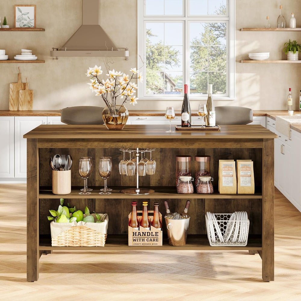 Tribesigns Kitchen Island with Seating and Storage, 59-Inch Large Farmhouse S...