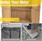 Aivituvin Storage Shed Outdoor Storage Cabinet Upgraded with All Arounded Metal Frame, Wooden Floor and Adjustable Shevels 55" L x 29" W x 67" H, Brown