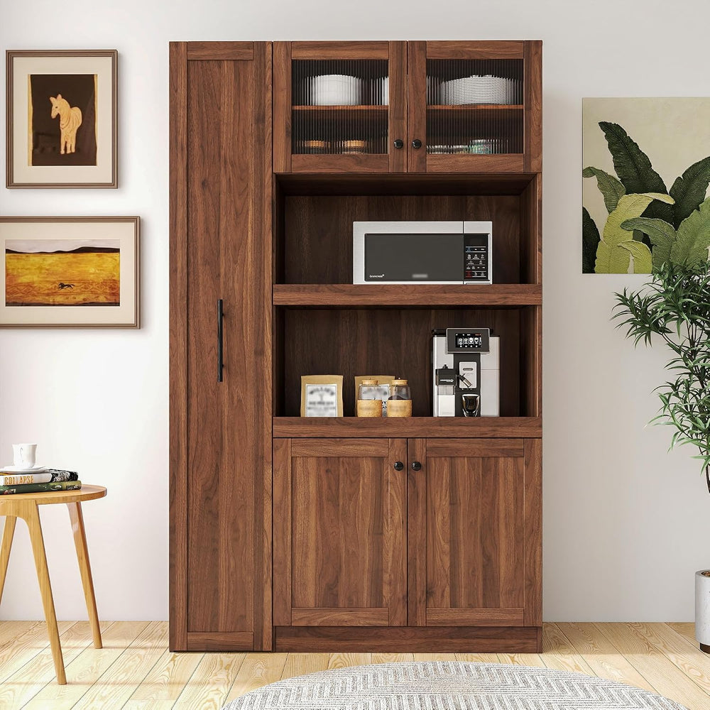 roomfitters Kitchen Pantry Cabinet with Multi-Tier Pull-Out Shelves, Farmhous...