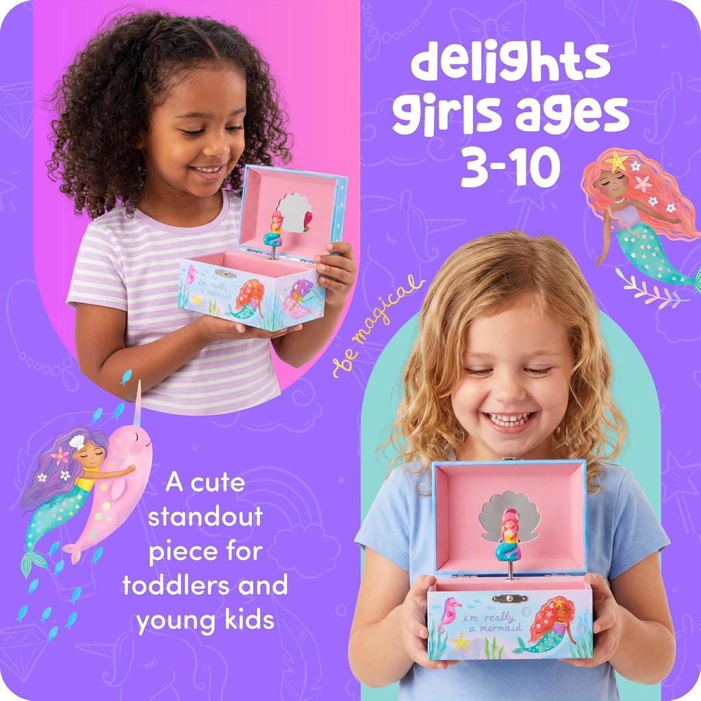 Giggle & Honey® Musical Mermaid Jewelry Box for Girls | Music Boxes for Little Girls, Toddler Jewelry Box for 4 Year Old Kids, Toys for Toddlers, Birthday Gifts for Kids 5-9 Years