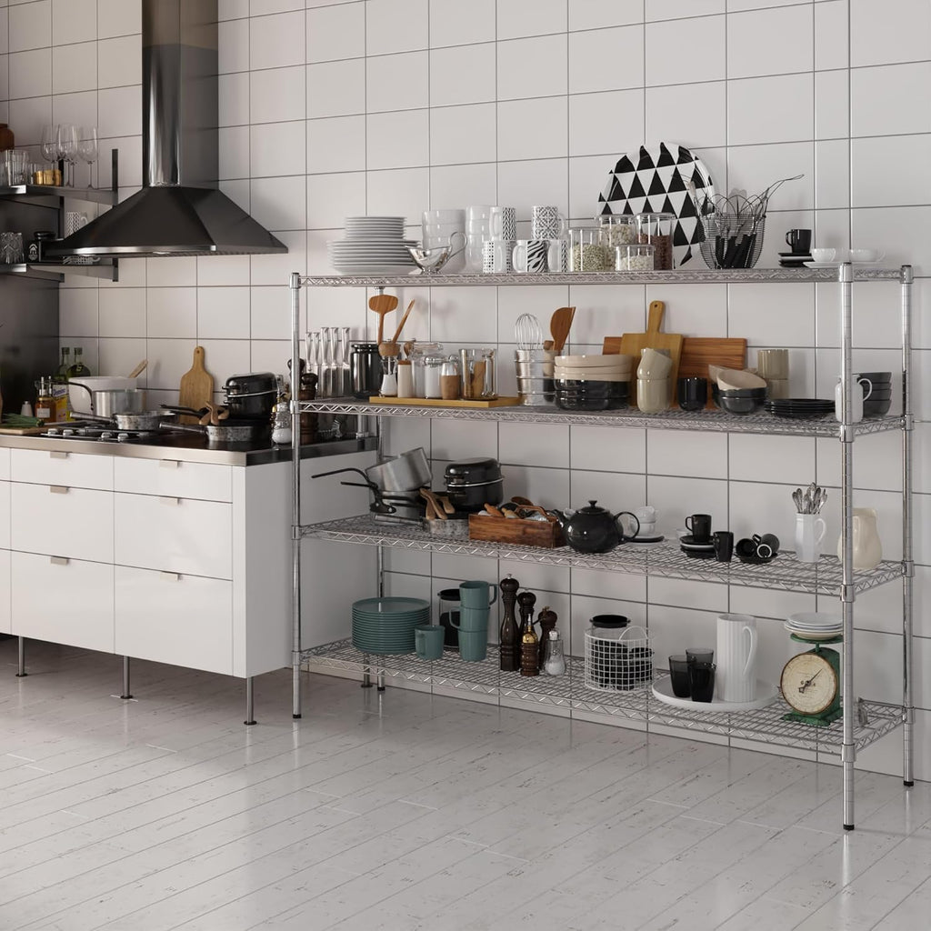 18" Deep x 72" Wide x 54" Height Wire Shelving Kit | 4-Tier | NSF Commercial Storage Rack Unit