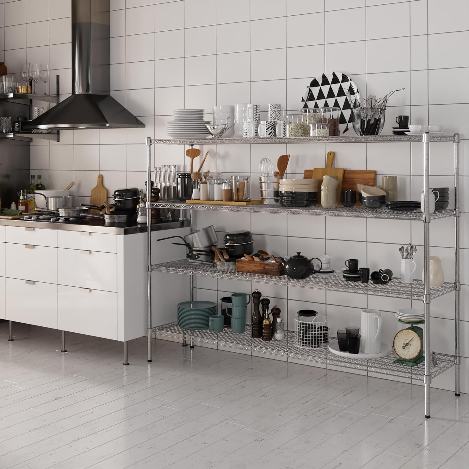 18" Deep x 72" Wide x 54" Height Wire Shelving Kit | 4-Tier | NSF Commercial Storage Rack Unit