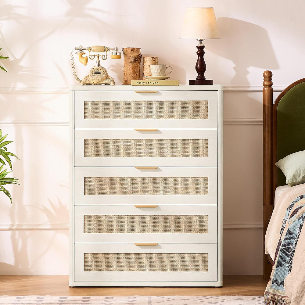 LEYAOYAO Rattan Dresser for Bedroom Set 2, 41" Tall Chest of Drawers | G...