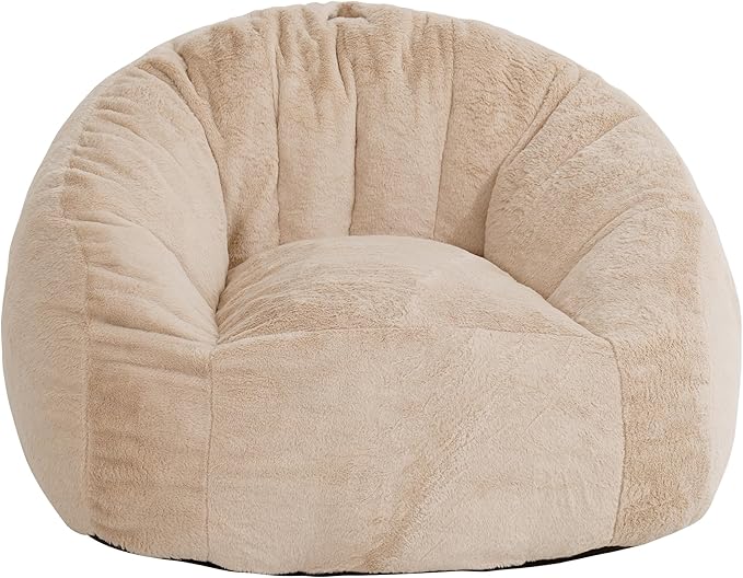 Giant Bean Bag Chair, Oversized BeanBag Couch for Adults, Large Bean Bag Sofa Chair with Filler, Shell-Shaped Floor Chair Soft & Cozy Couch with Back Support for Bedroom Living Room Dorm Apartment