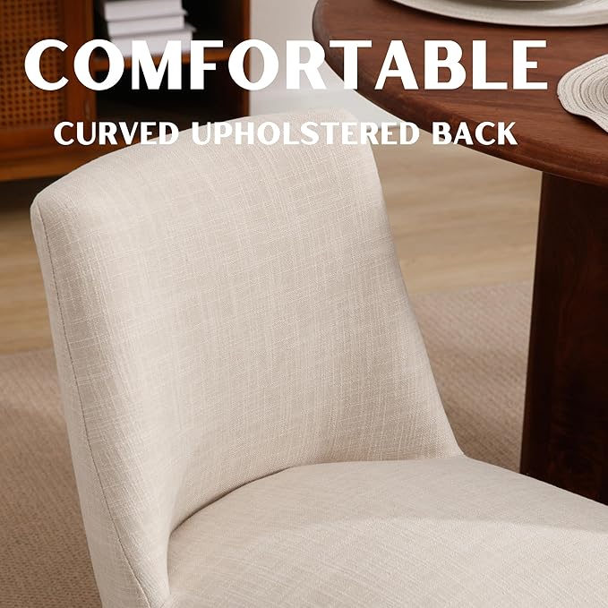 Modern Dining Chairs Set of 4 Comfortable Dining Room Chairs with Back, Linen...