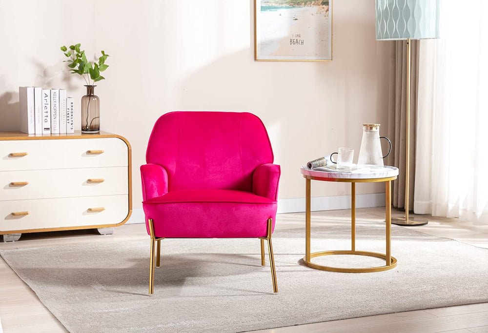 Comfy Velvet Accent Chair with Glam Metal Legs for Dining Room Bedroom Living...