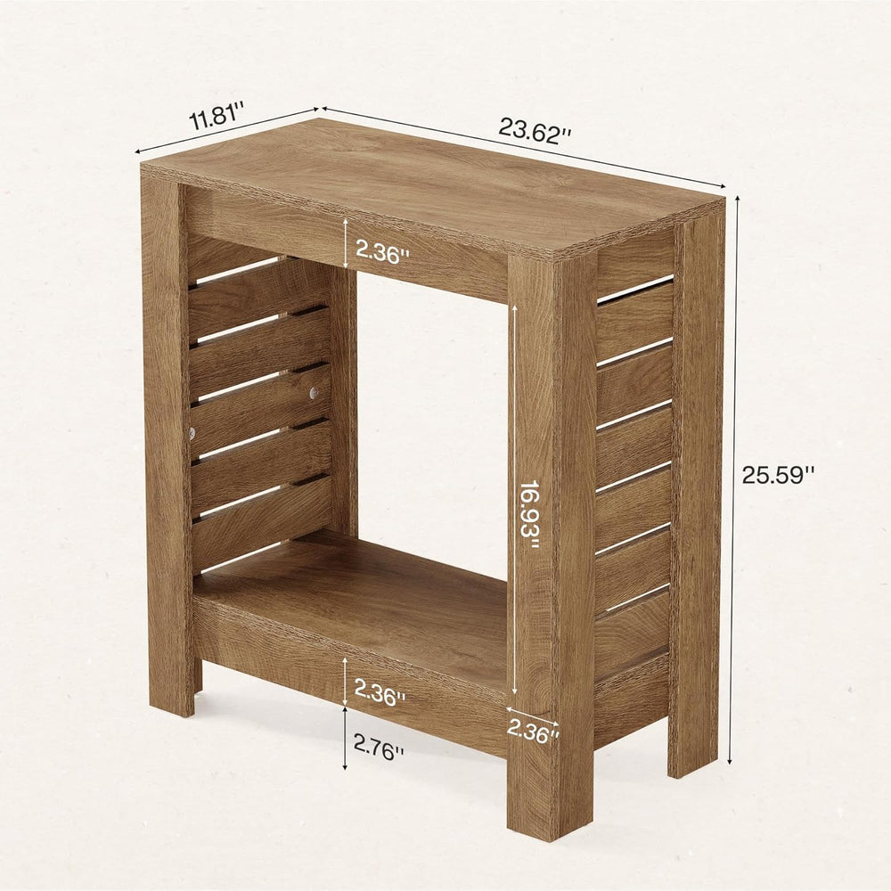 Tribesigns Narrow Side Table, 2-Tier Farmhouse Wooden End Table with Storage ...