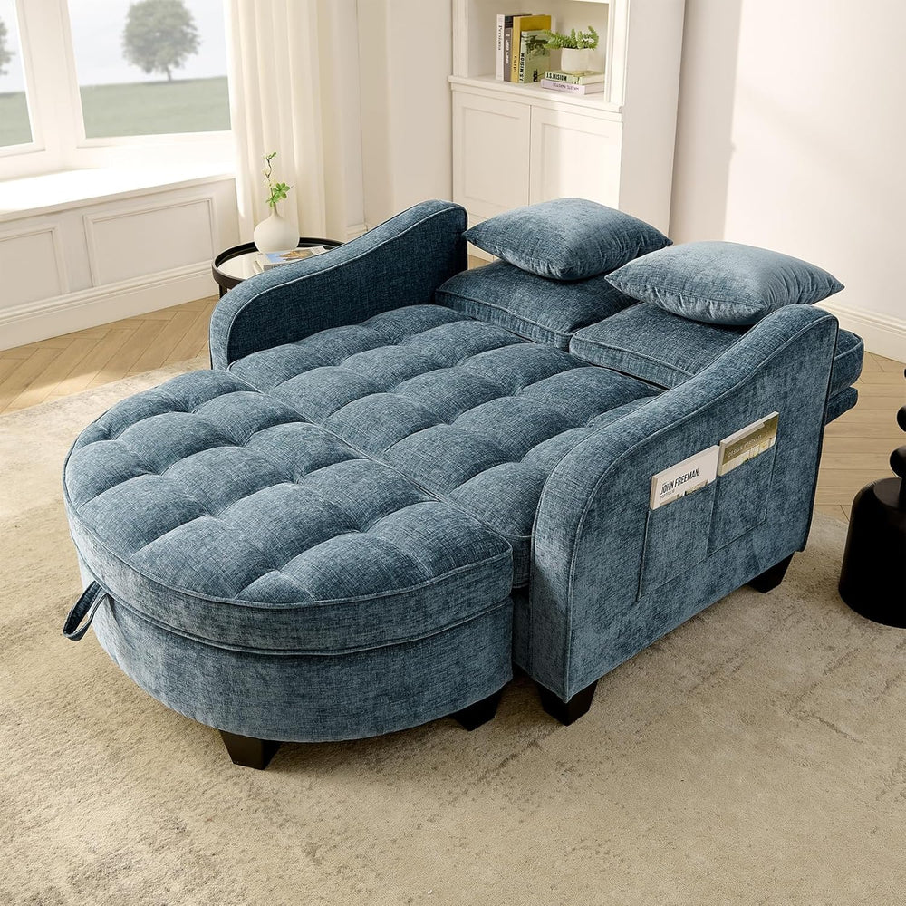 Oversized Curved Chaise Lounge Chair Indoor with Ottoman, 54.8" Cloud Re...