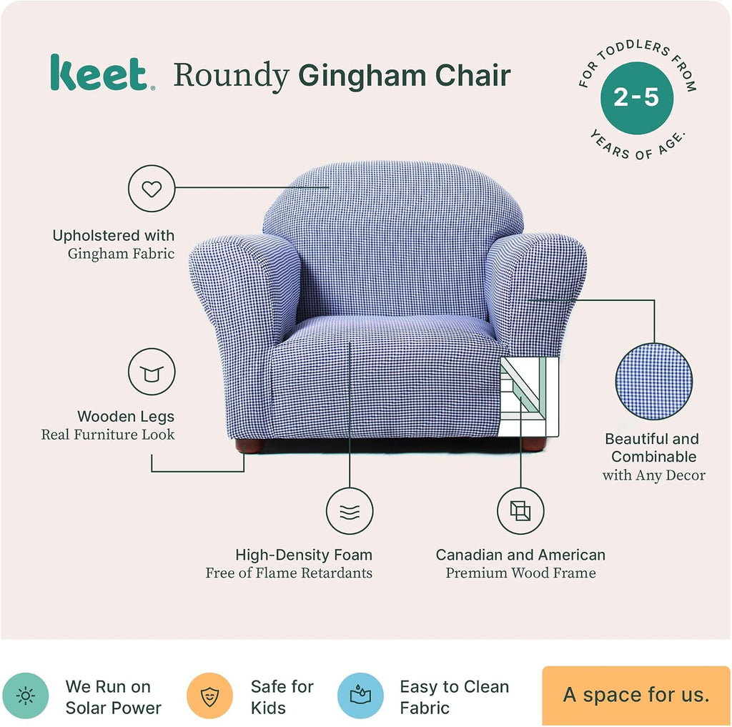 Roundy Kids Chair with Removable Cover, Soft Microsuede Upholstery, Padded Cushion, Sturdy Wooden Frame, Ergonomic Design for Ages 2-5, Easy to Clean, Ideal for Playrooms, Bedrooms & Nurseries.