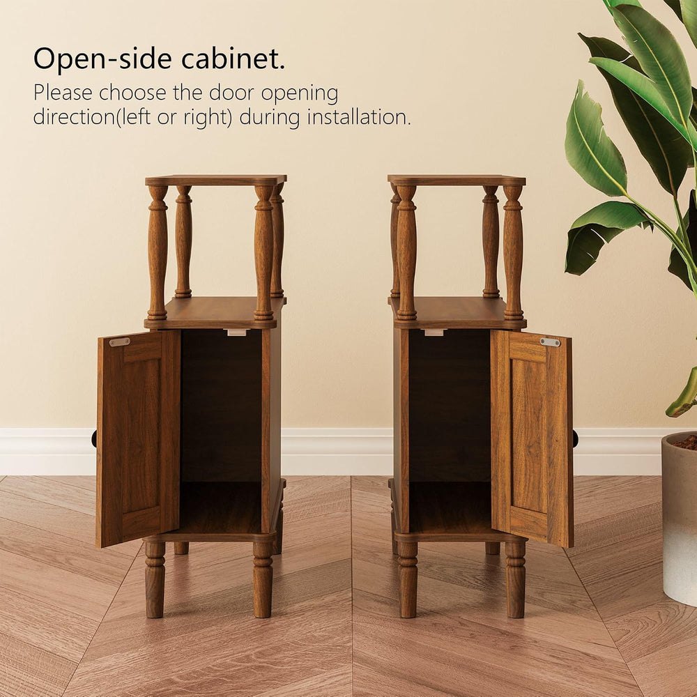 Veegle Narrow Nightstand,Mid-Century Modern Nightstand with Storage, Skinny E...