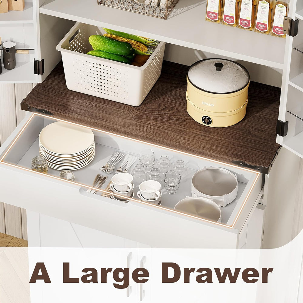 GRUSIGN 72" Kitchen Pantry Storage Cabinet with Doors and Shelves, Wood ...