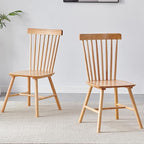 Solid Wood Windsor Dining Chairs Set of 2,Wood Spindle Back Chairs for Home Kitchen