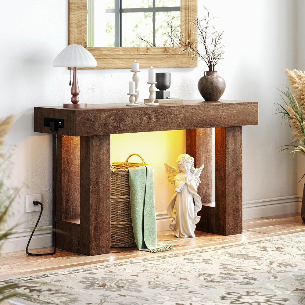 Unikito 47" Entryway Table with Socket and Sensor Light, Narrow Console ...