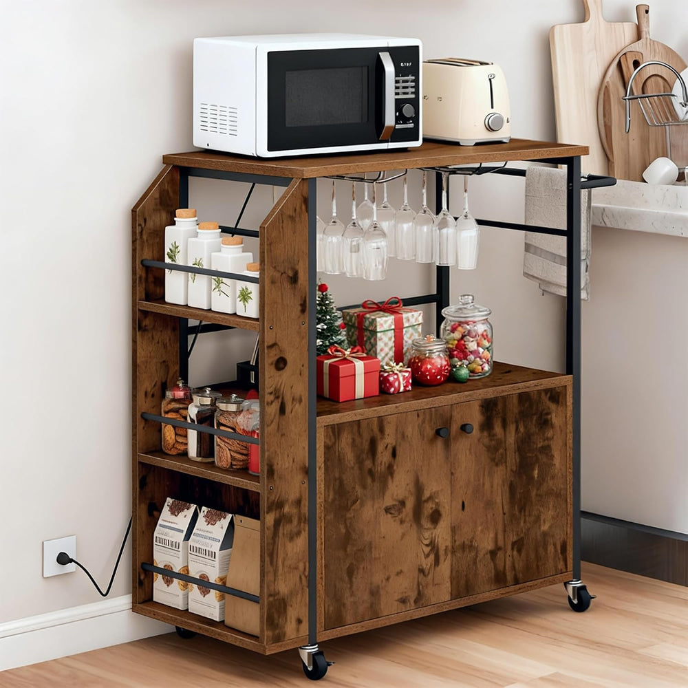 YITAHOME Kitchen Island Cart with Power Outlet, 36 Inch Mobile Kitchen Cart w...