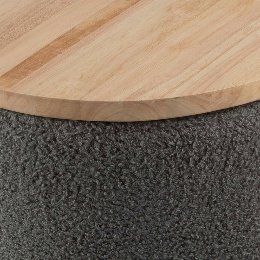 Storage Ottoman - Teddy Fabric Upholstered Ottoman with Wood Top for Living R...