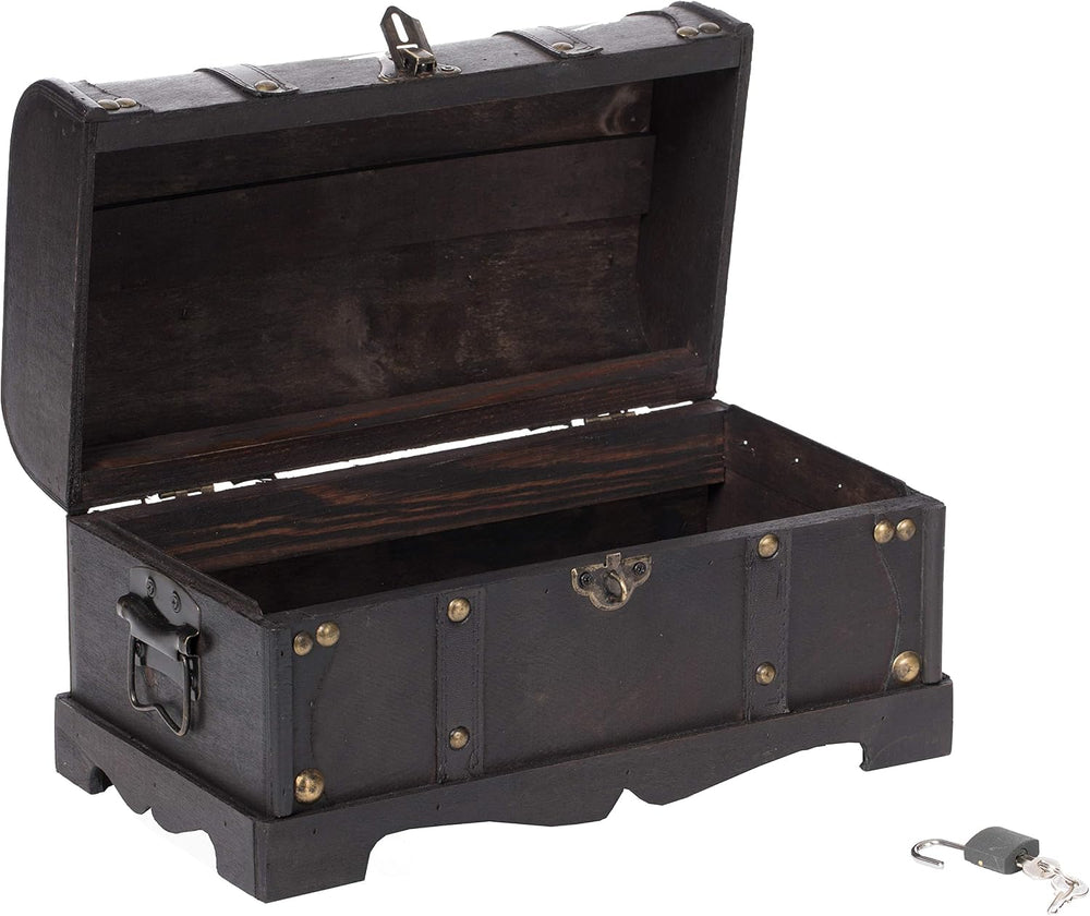 Vintiquewise Small Pirate Style Wooden Treasure Chest (Chest with Padlock) (Q...