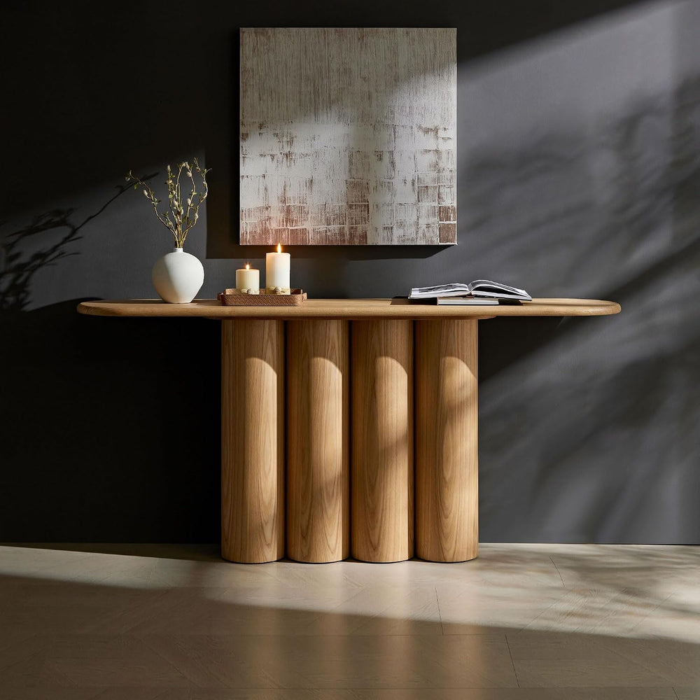 66.93" Modern Console Table for Entryway, Rustic Wood Sofa Table Farmhou...