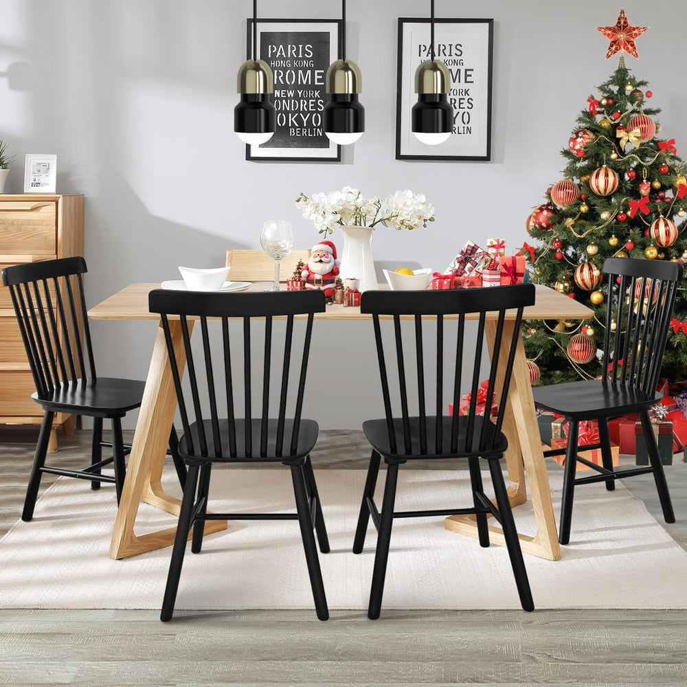 ClinQ Windsor Dining Chair Set of 4, Spindle Back Wooden Chairs for Kitchen a...