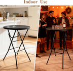 Cocktail Table, D32in x H43.3in Folding Round Cocktail Table High Top | Foldable, Removable Legs, Save Space, Easy Store, for Wedding, Party, Bar, Yard, Patio, Business Events (Black, Set of 1)