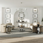 Asday Black End Table, Modern Wood Side Table, Silver End Table with U-Shaped Stainless Steel Base