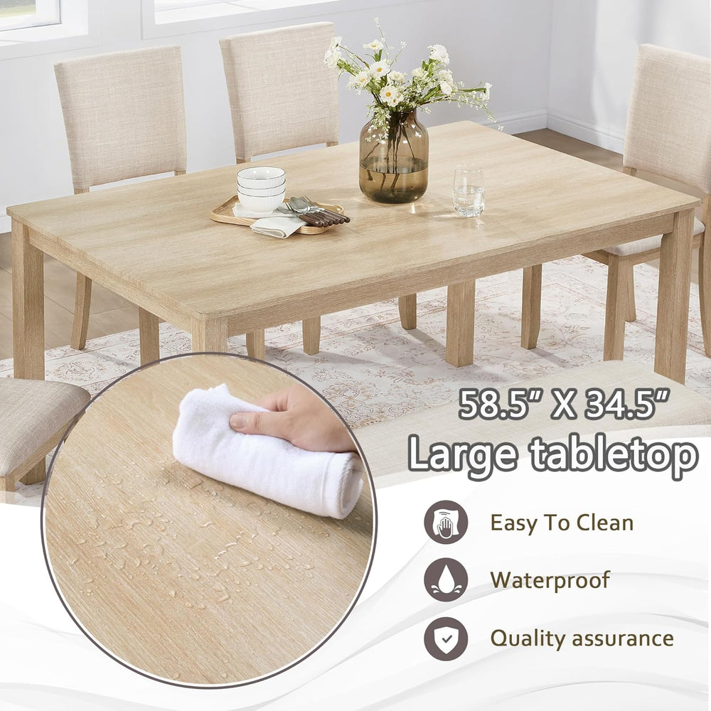 VilroCaz Farmhouse 6 Piece Dining Table Set, Wooden Rectangular Kitchen Table...
