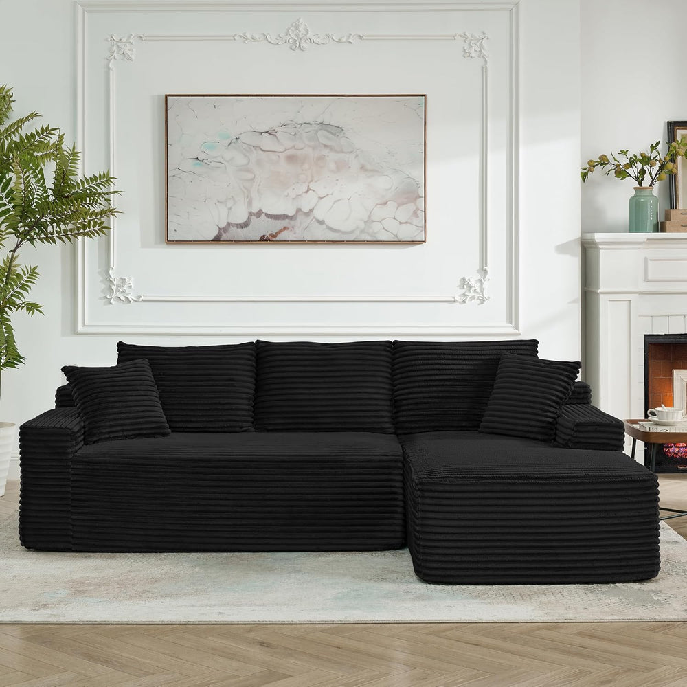 95" L-Shaped Cloud Sectional Couch, Right Facing Modular Compressed Sect...