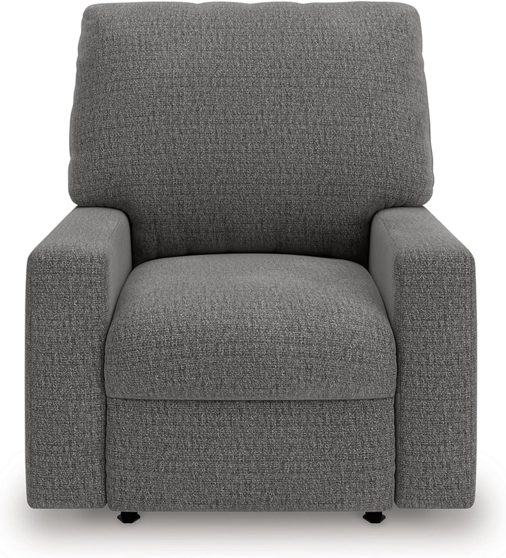 Signature Design by Ashley Revenna Manual Rocker Recliner, Greystone | 100% polyester menswear chenille fabric, Track arm style, Living room and lounge spaces