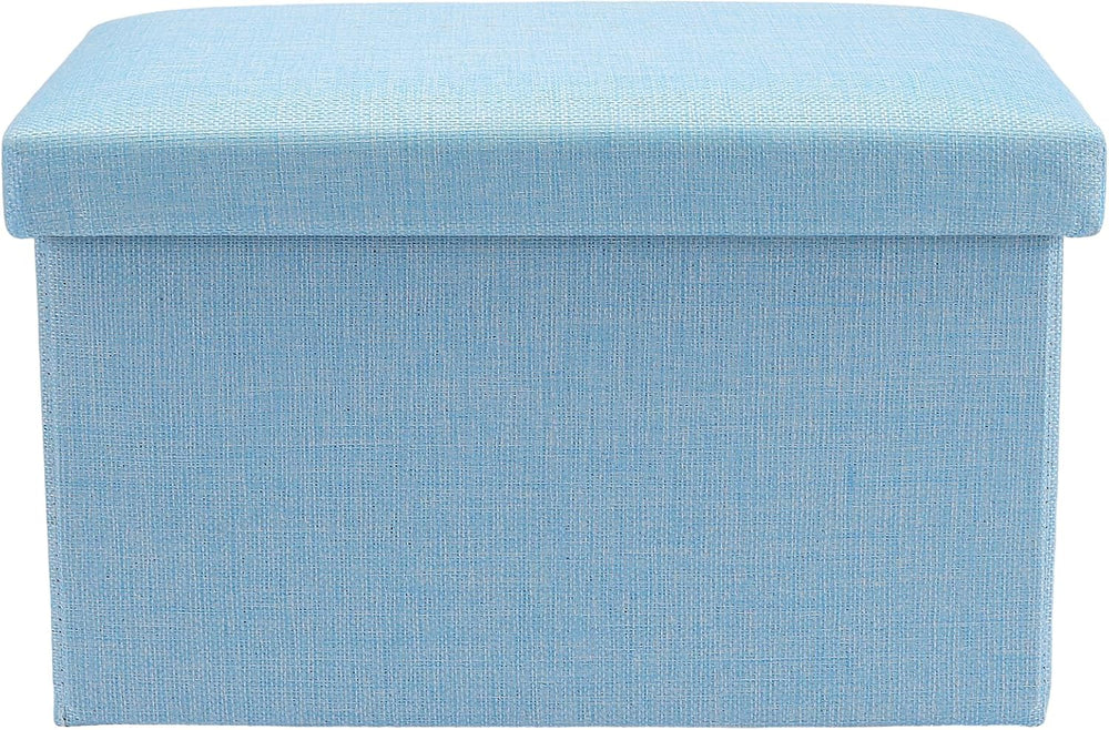 HOZEON 3 Pack 15.7 x 9.8 x 9.11 Inches Folding Storage Ottoman, Blue Rectangl...