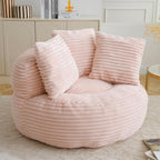 45" Round Pink Bean Bag Chair with Backrest,Corduroy Fabric Beanbag Couch 3 Pillows,Floor Cushion Bean Bag Chair for Adults,Plush TV Chair,Comfy Lazy Sofa for Living Room