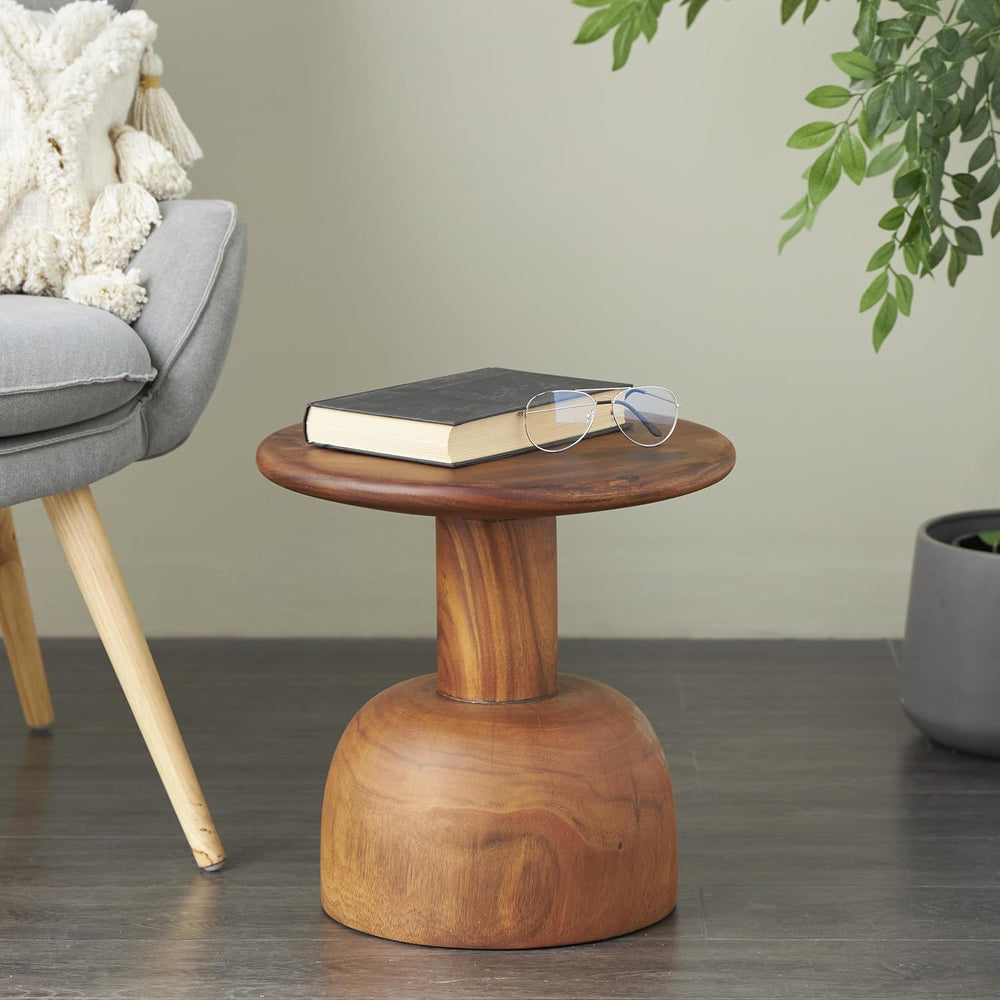 Deco 79 Wood Handmade Side End Accent Table End Table with Rounded Block Base...