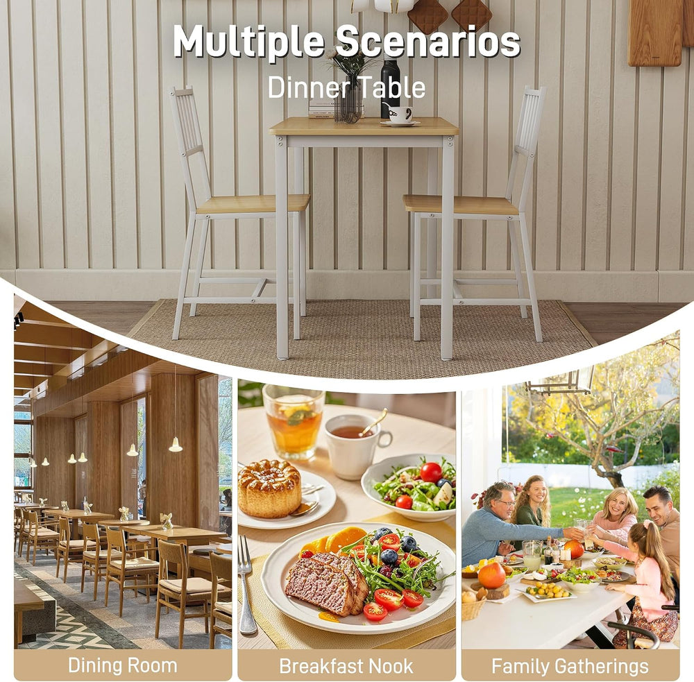 3-Piece Dining Table Set for 2, Space-Saving Kitchen Table Set for Small Spac...